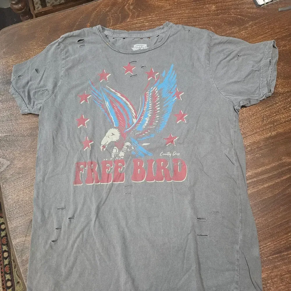 Country Deep Free Bird Distressed T Shirt Vintage Mens Large Fits Small Medium - Picture 1 of 5